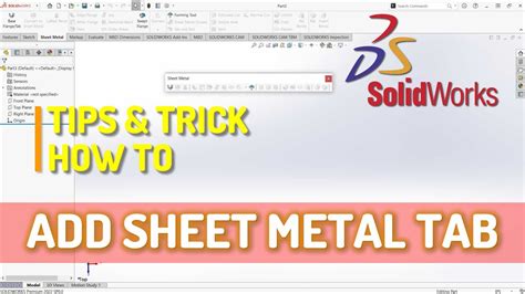 solidworks add sheet metal tab